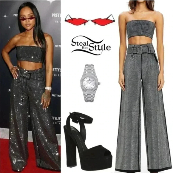 Rhinestone Wide leg Pants.  Brand new in the package.  Size small - Picture 2 of 10